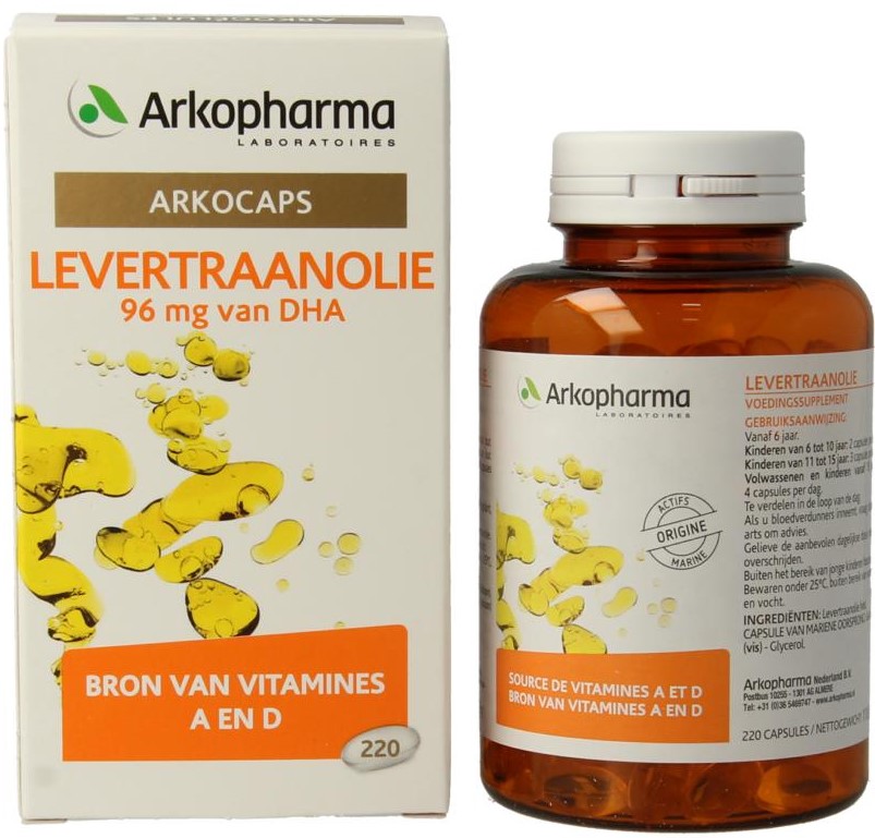 Levertraanolie van Arkocaps GEEN BIO, 1 x 220 stk